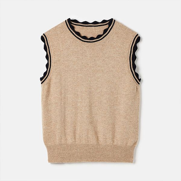 Joules Oat Claudette Scallop Trim Knitted Tank Top