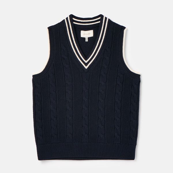 Joules Navy Deuce Cable Knit Tank Top