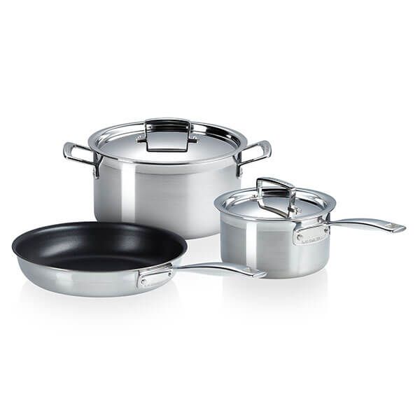 Le Creuset 3-Ply Stainless Steel 3 Piece Cookware Set