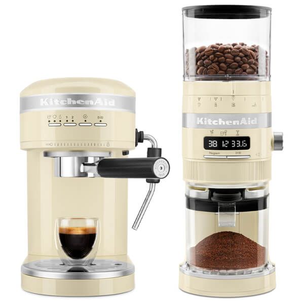KitchenAid Artisan Semi-Auto Espresso Machine & Burr Grinder Set Almond Cream