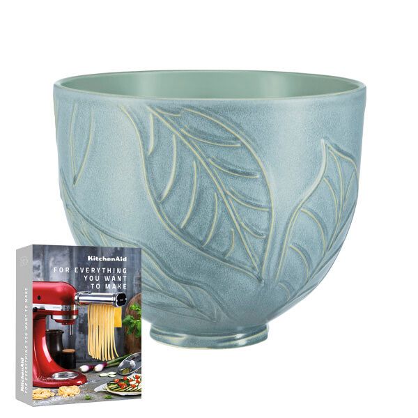 KitchenAid Ceramic 4.8L Mixer Bowl Spring Leaves With FREE Gift