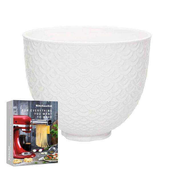 KitchenAid Ceramic Mermaid Lace 4.8L Mixer Bowl White With FREE Gift