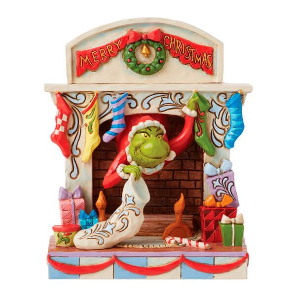 Grinch by Jim Shore Grinch Peeking out of a Fireplace Figurine