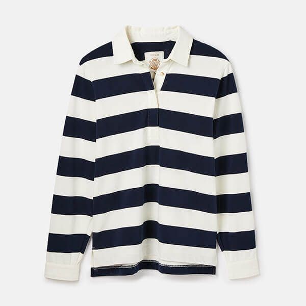 Joules Cream Navy Stripe Falmouth Rugby Shirt