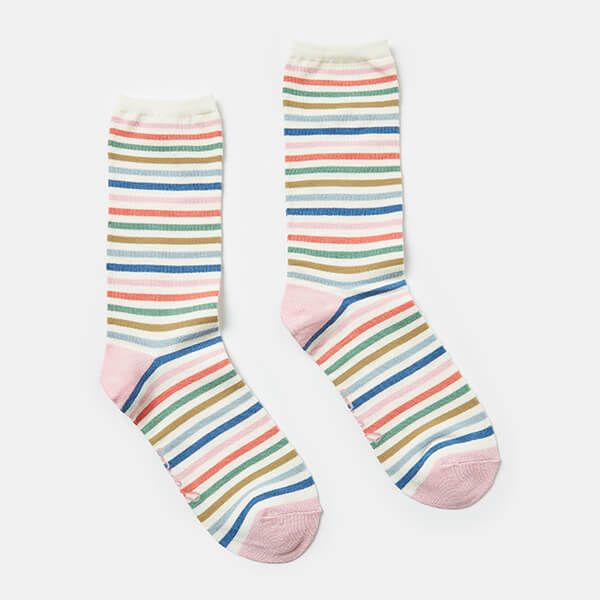 Joules Cream Stripe Excellent Everyday Eco Vero Socks Size 4-8