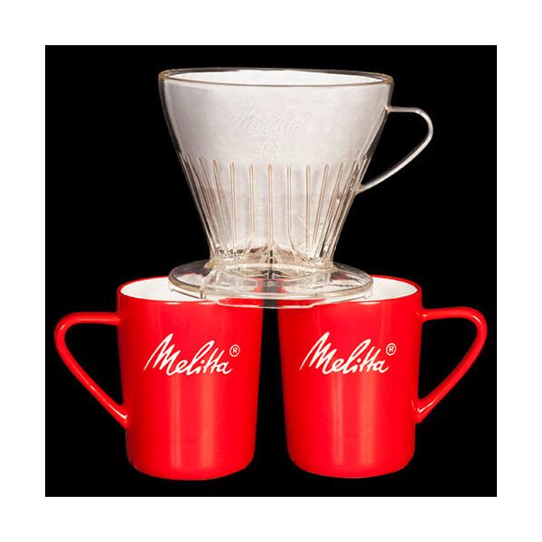Melitta Premium Transparent Filtercone 1x4 & 2 Porcelain Mug Set