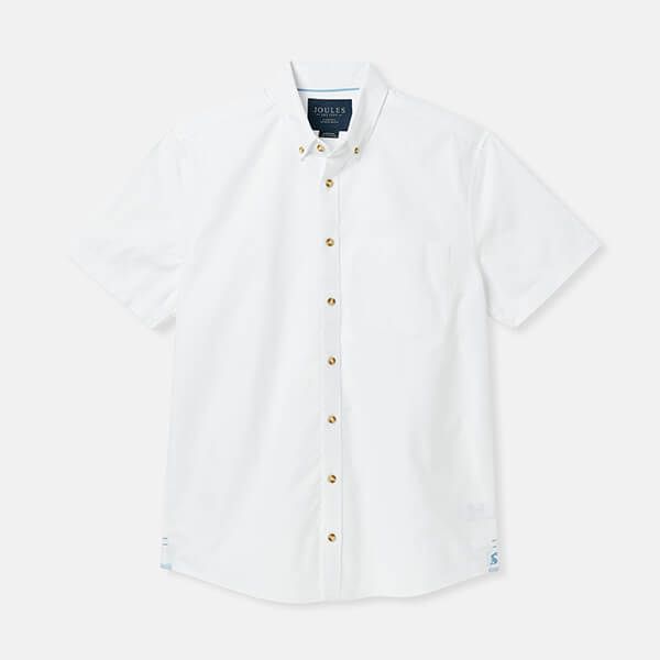 Joules Mens White Oxford Classic Fit Short Sleeve Shirt