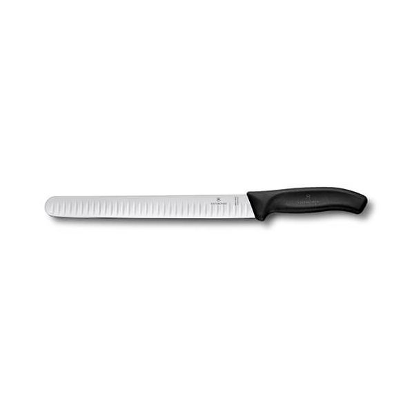 Victorinox Swiss Classic Black 25cm Fluted Slicing Knife Round Tip
