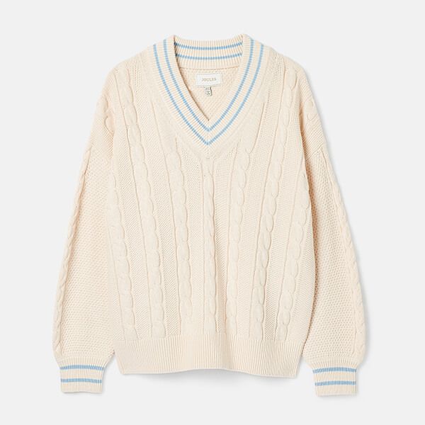Joules Cream Dibly Cable Knit Cricket Jumper