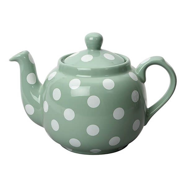 London Pottery Farmhouse Filter 4 Cup Teapot Green With White Spots