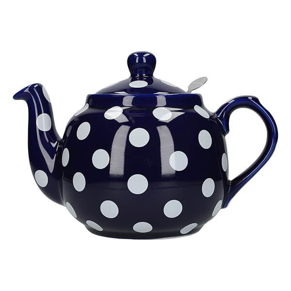 London Pottery Farmhouse Filter 4 Cup Teapot Blue With White Spots