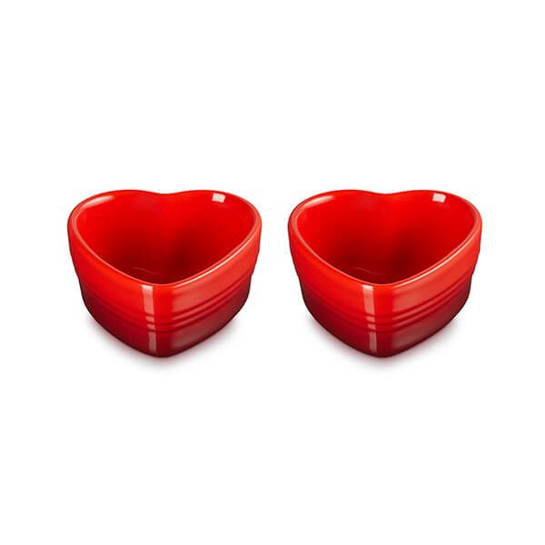 Le Creuset Cerise Stoneware Set of 2 Heart Ramekins