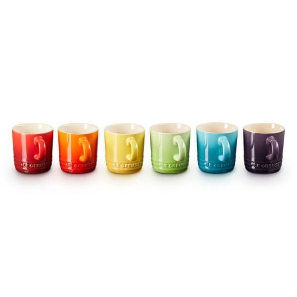 Le Creuset Rainbow Collection Set of 6 Espresso Mugs