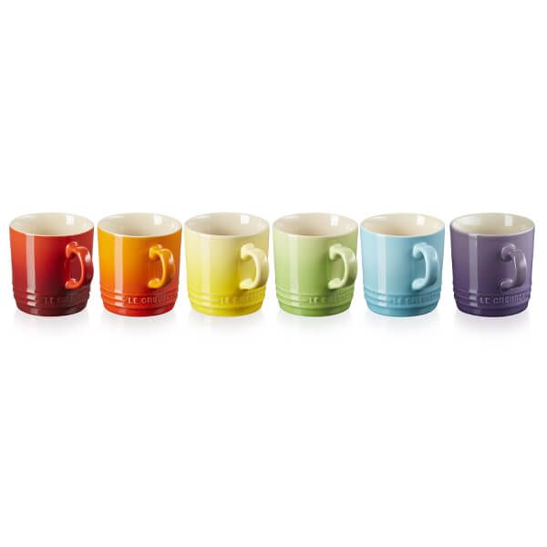 Le Creuset Stoneware Set of 6 Rainbow Cappuccino Mugs