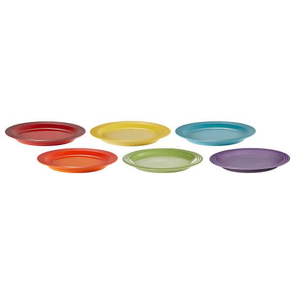 Le Creuset Stoneware Set of 6 Rainbow Dinner Plates 27cm