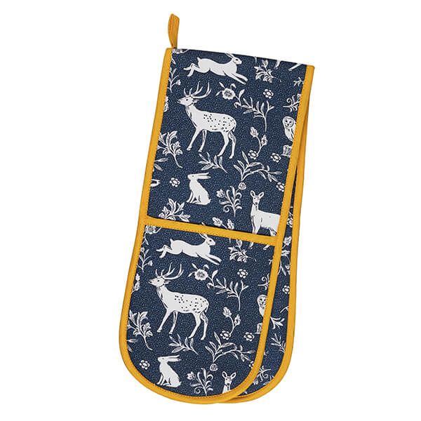 Ulster Weavers Forest Friends Navy & Springtime Yellow Double Oven Glove