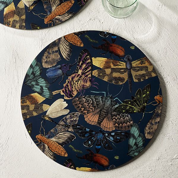 Royal Botanic Gardens Kew Living Jewels Midnight Round Placemats Pack Of 4