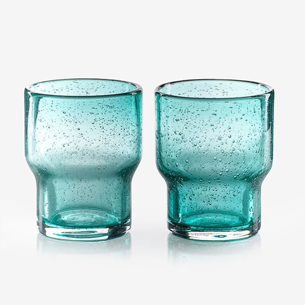 Sur La Table Colour Me Happy Set of 2 Green Handmade Stacking Tumblers
