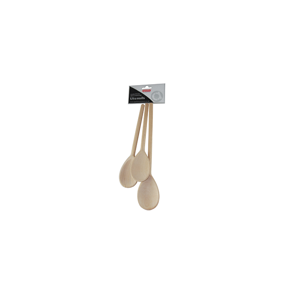 Beech Wooden Spoon Three Piece Set 8", 10", 12"