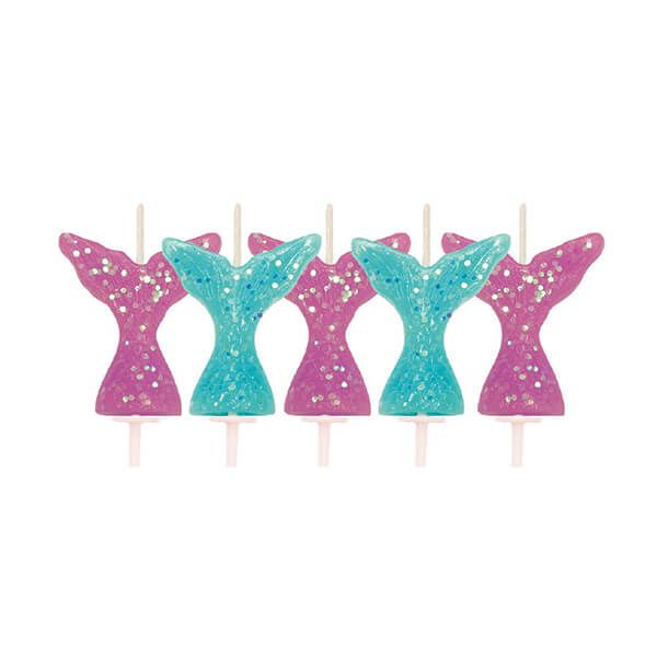 Anniversary House Glitter Mermaid Tail Pick Candles Pack of 5