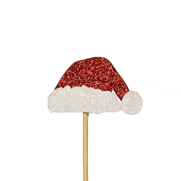 Anniversary House Glitter Santa Hat Cupcake Toppers