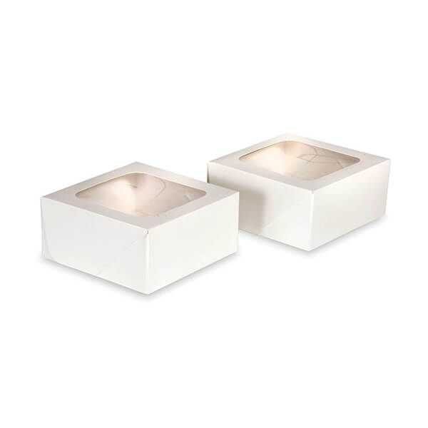 Anniversary House White Square Treat Boxes with Window Pack of 2