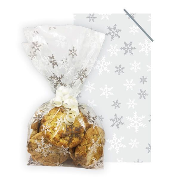 Anniversary House Snowflake Cello Bags With Twist Ties