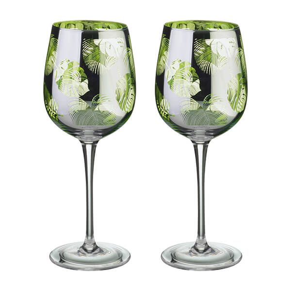 Artland Tropical Leaves Set Of 2 Wine Glasses