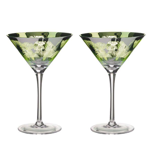 Artland Tropical Leaves Set Of 2 Martini Glasses