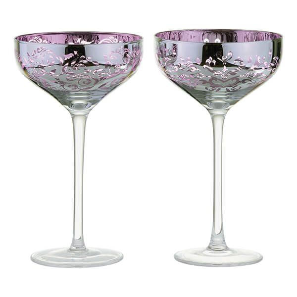 Artland Filigree Champagne Saucers Lilac Set of 2