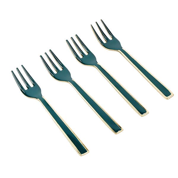 Artesa Enamel Small Serving Forks Set 4 Green