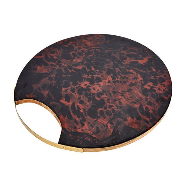 Artesa Round Serving Board with Tortoise Shell Resin Finish