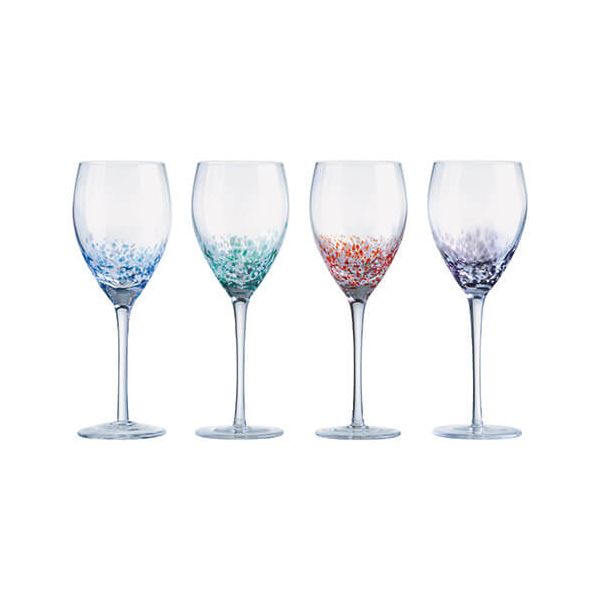 Anton Studios Set Of 4 Speckle Wine Glasses