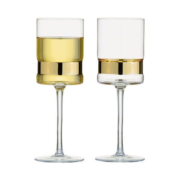 Anton Studios Set of 2 SoHo Wine Glasses Gold