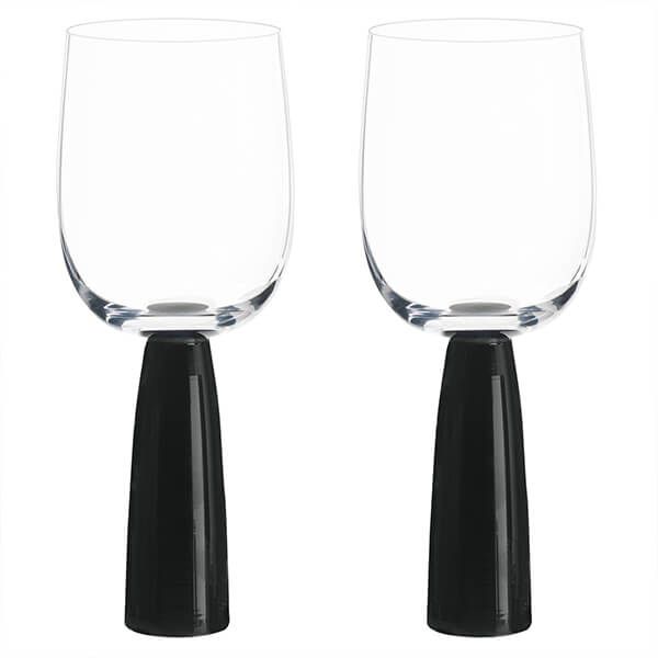 Anton Studios Oslo Set of 2 Wine Glasses Black