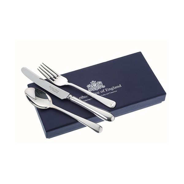 Arthur Price Of England Silver Plated Old English Design Childrens 3 Piece Cutlery Gift Box Set