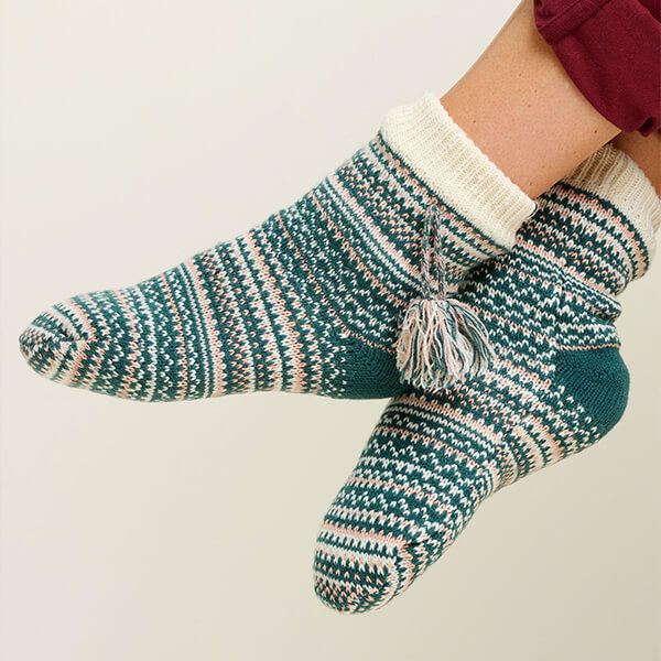 Brakeburn Fair Isle Knitted Slipper Sock One Size 