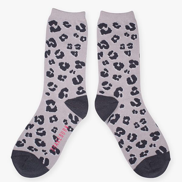 Brakeburn Grey Leopard Socks Size 3-9