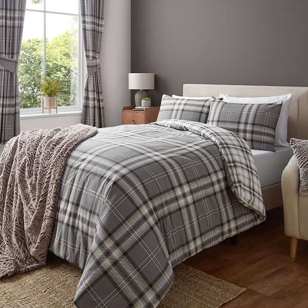 Catherine Lansfield Kelso Double Duvet Set Charcoal