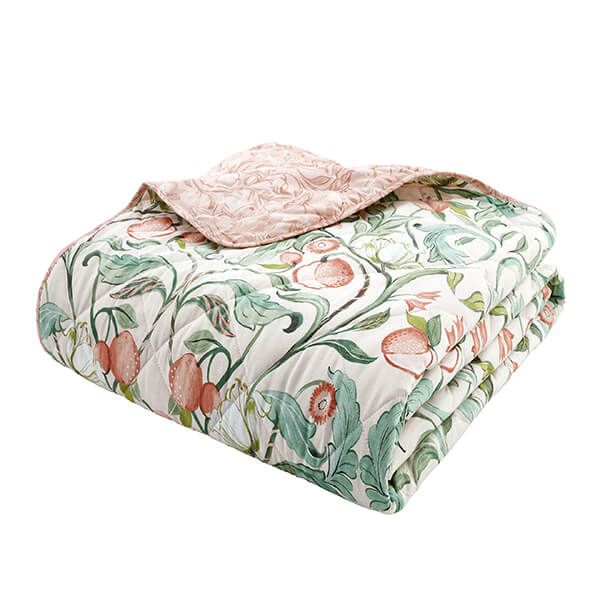 Catherine Lansfield Clarence Floral Bedspread Natural Green