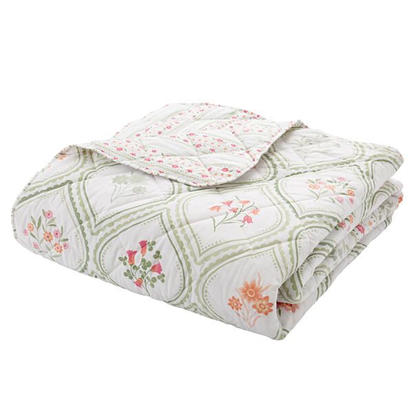 Catherine Lansfield Cameo Floral Bedspread Green