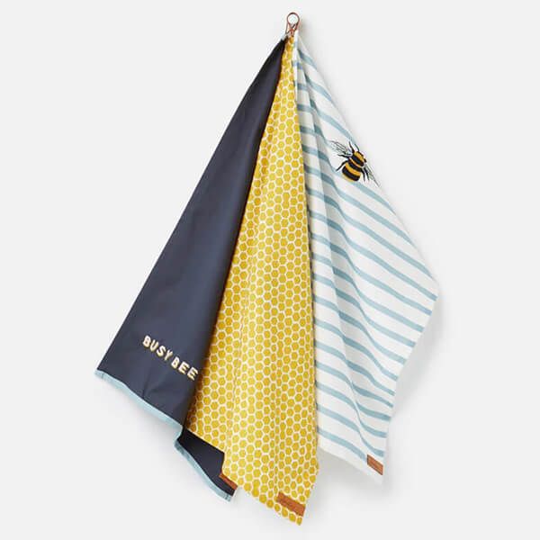 Joules Bee And Striped Tea Towels Set Of 3