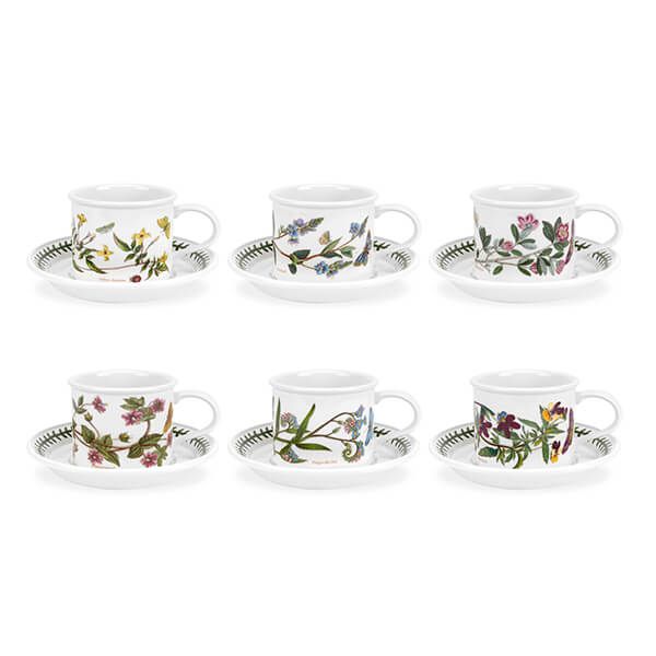 Portmeirion Botanic Garden Tea Cup & Saucer Set of 6
