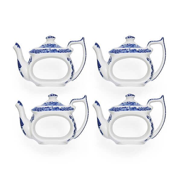 Spode Blue Italian Set of 4 Teapot Napkin Rings