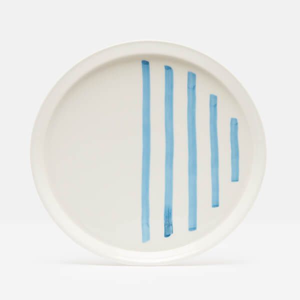 Joules Hand Painted Blue Stripe Dinner Plate