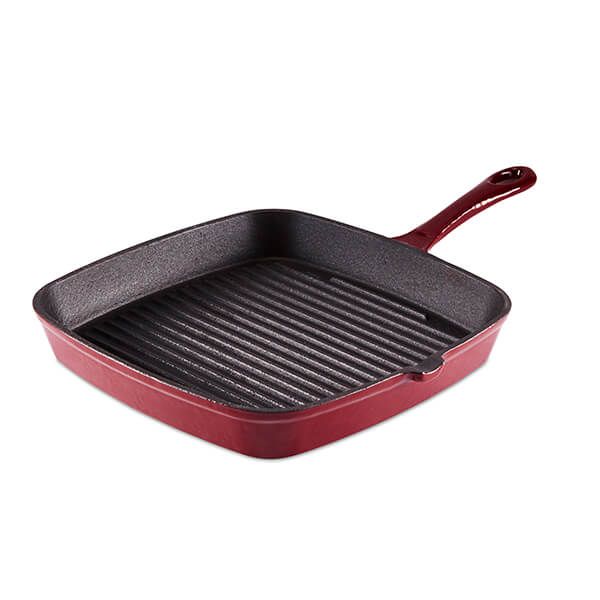 Barbary & Oak 23cm Cast Iron Grill Pan Red