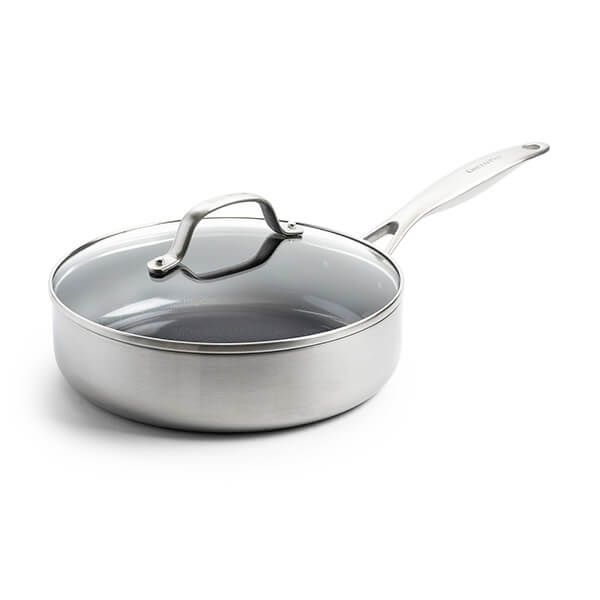 GreenPan Geneva 3-Ply Stainless Steel Non-Stick 24cm/2.6L Skillet with Lid