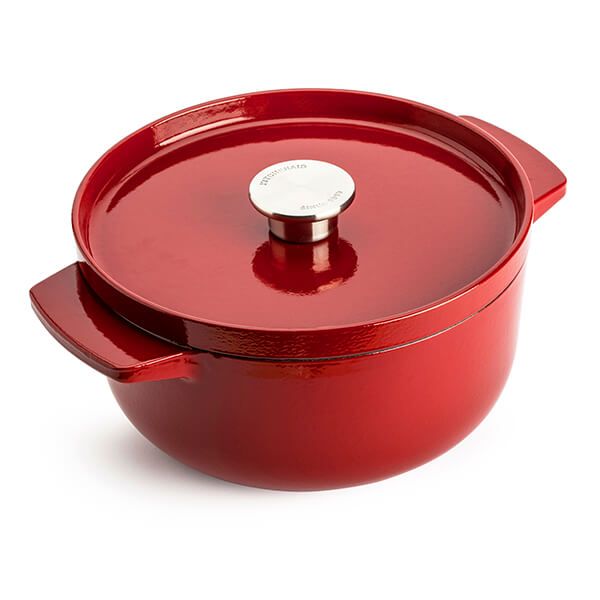 KitchenAid Cast Iron Empire Red Non-Stick 26cm Casserole Dish with Lid