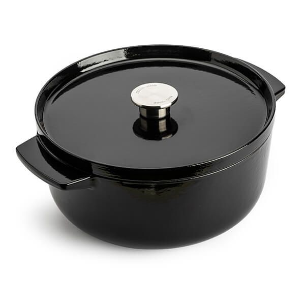 KitchenAid Cast Iron Onyx Black Non-Stick 26cm Casserole Dish with Lid