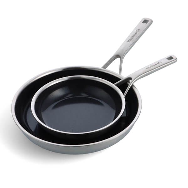 KitchenAid Multi-Ply Stainless Steel Ceramic Non-Stick 20cm & 28cm Frying Pan Set